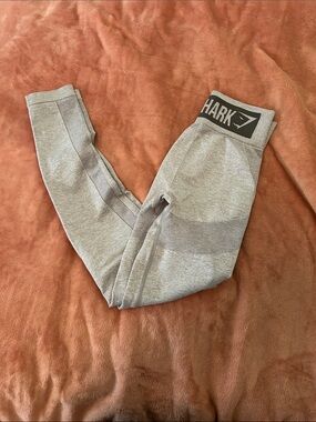 Gymshark Light Gray Seamless Leggings with Branded Waistband